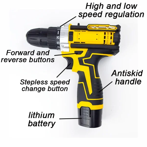 12V Lithium Electric Drill Electric Screwdriver Hand Electric Drill Electric Tool Set Multifunctional Accessory Box Packaging - Image 4