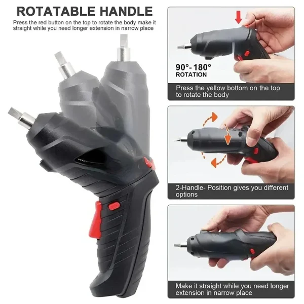 47 PCS 3 6V Cordless Screwdriver Set with 1800mAh Battery Portable Electric Screwdriver for Household Maintenance Power Tools - Image 3